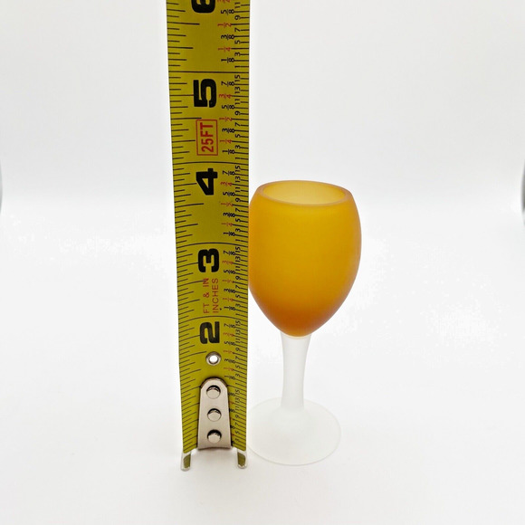 Vintage Frosted Amber White Glass Stemmed Cordial Shot Glasses Set of 5 60s 70s - Picture 6 of 7